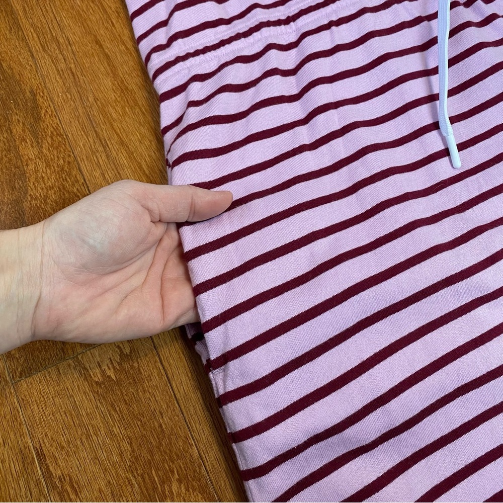 Draper James Tie Waist Dark Pink Mariner Striped T-Shirt Dress - Picture 7 of 10